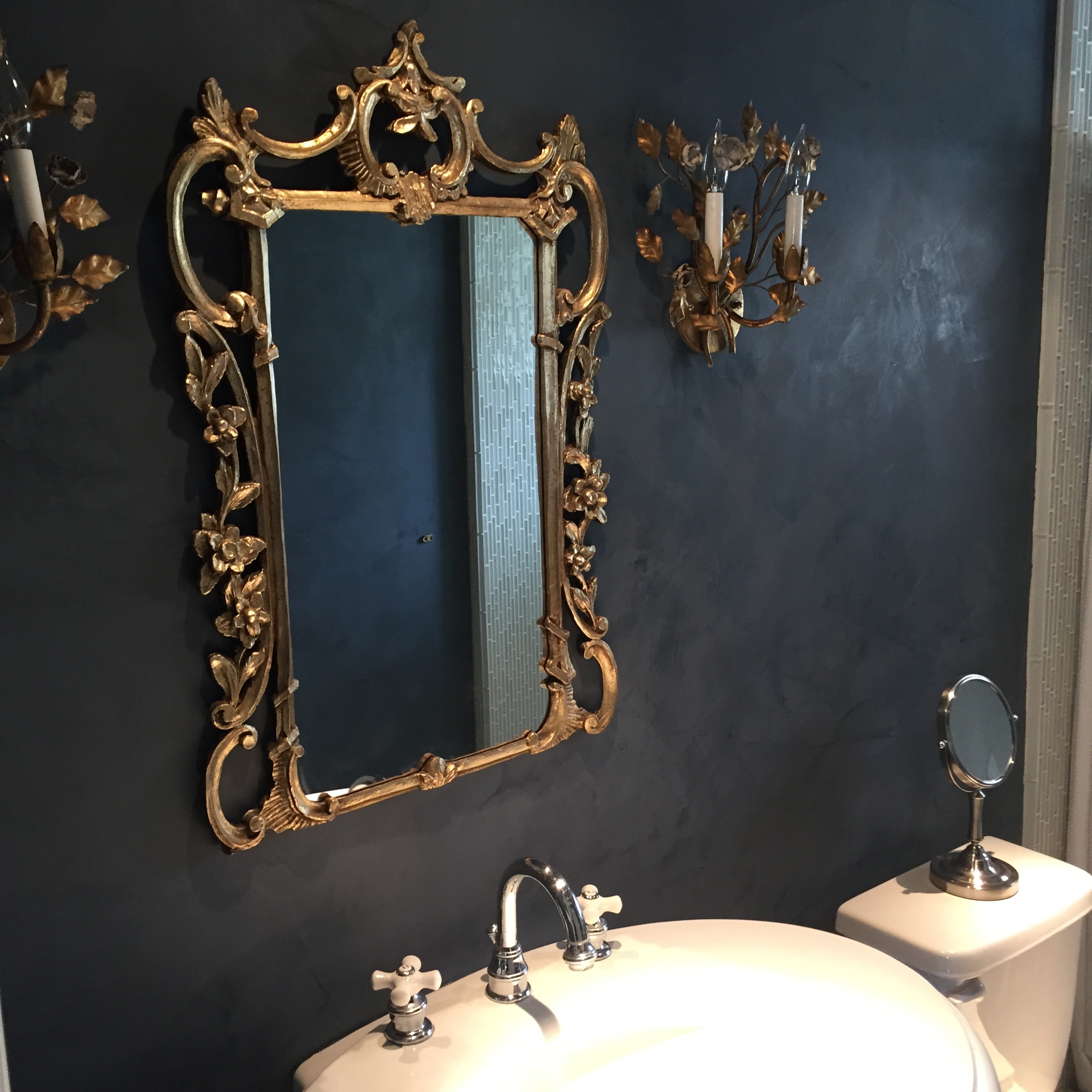 Venetian plaster finish with a glass-like polished sheen